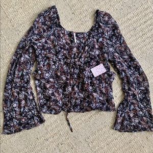 Free People boho long bell sleeve top NWT